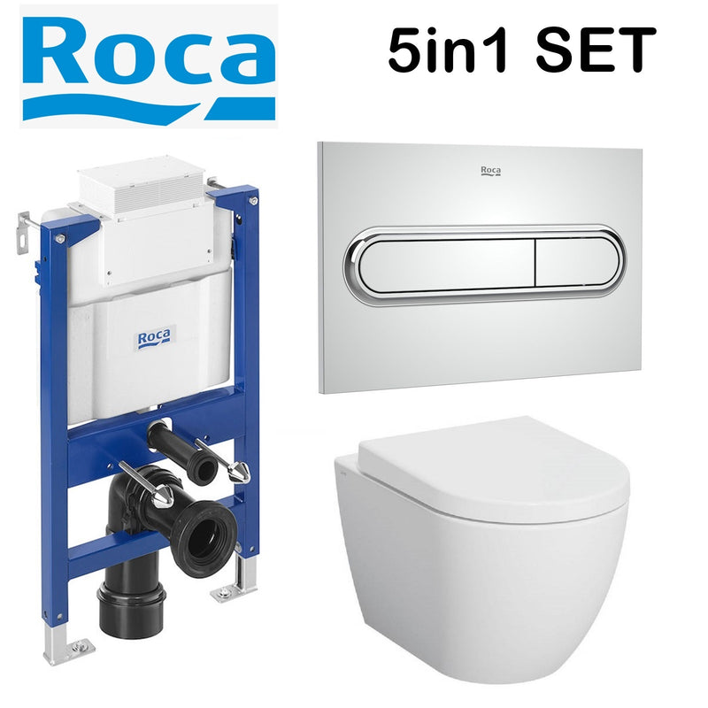 Rimless Toilet Wall Hung Pan Soft Seat Roca 8901210A0 Duplo 0.82 Wc Frame Under Window