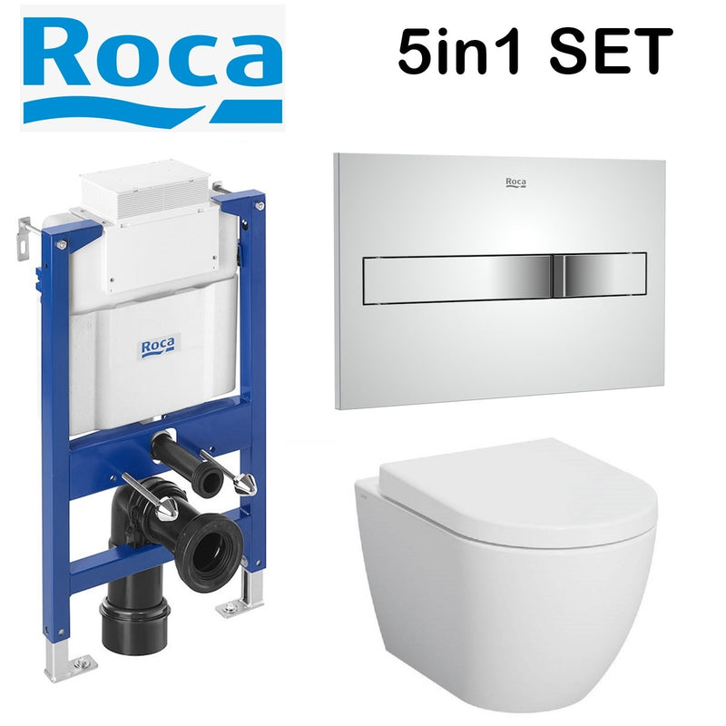 Rimless Toilet Wall Hung Pan Soft Seat Roca 8901210A0 Duplo 0.82 Wc Frame Under Window