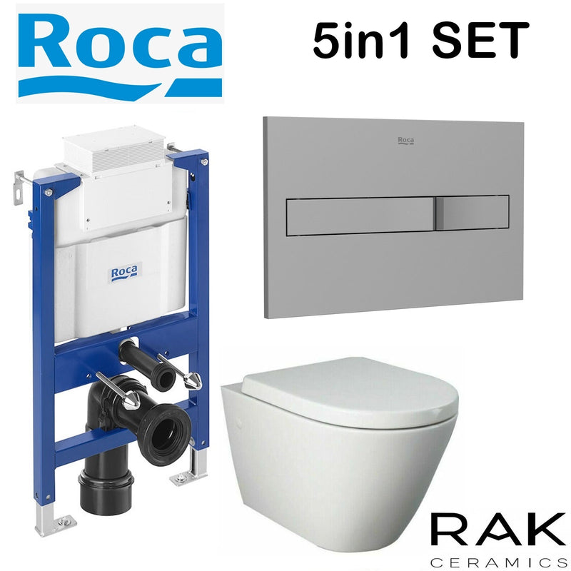 ROCA 0.82M CONCEALED CISTERN WC FRAME RAK CERAMICS RIMLESS WALL HUNG TOILET PAN