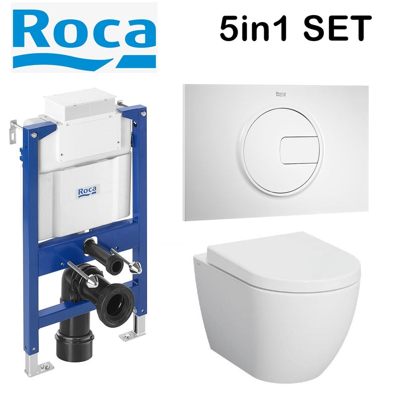 Rimless Toilet Wall Hung Pan Soft Seat Roca Duplo 0.82 Wc Frame Under Window