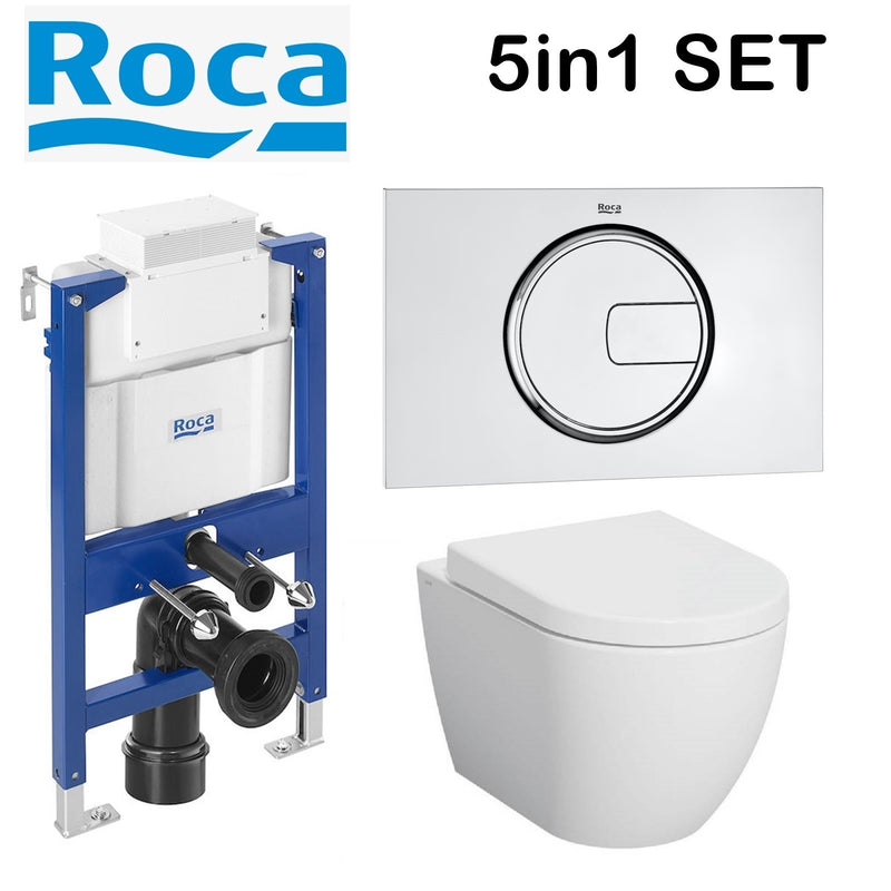 Rimless Toilet Wall Hung Pan Soft Seat Roca Duplo 0.82 Wc Frame Under Window