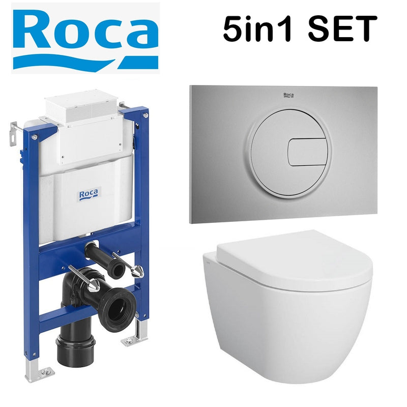 Rimless Toilet Wall Hung Pan Soft Seat Roca Duplo 0.82 Wc Frame Under Window