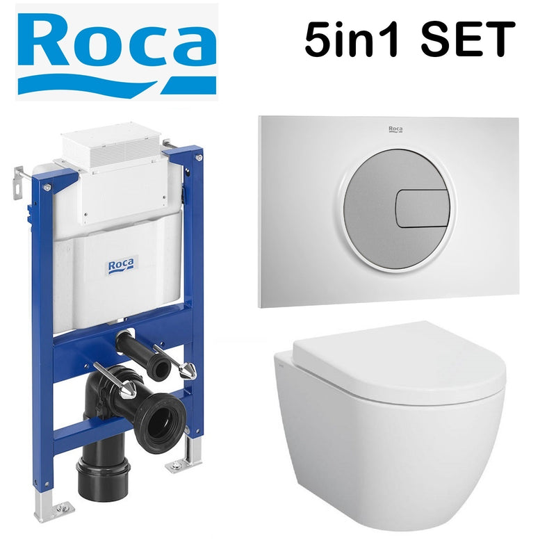 Rimless Toilet Wall Hung Pan Soft Seat Roca Duplo 0.82 Wc Frame Under Window