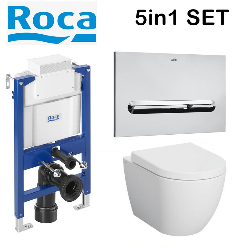 Rimless Toilet Wall Hung Pan Soft Seat Roca Duplo 0.82 Wc Frame Under Window