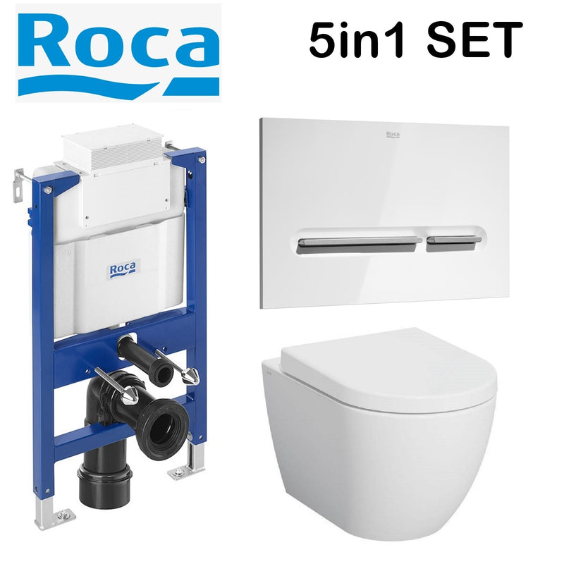 Rimless Toilet Wall Hung Pan Soft Seat Roca Duplo 0.82 Wc Frame Under Window