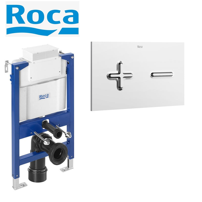 Roca Duplo Concealed Cistern WC Frame & PL6 Flush Plate For Rimless Toilet