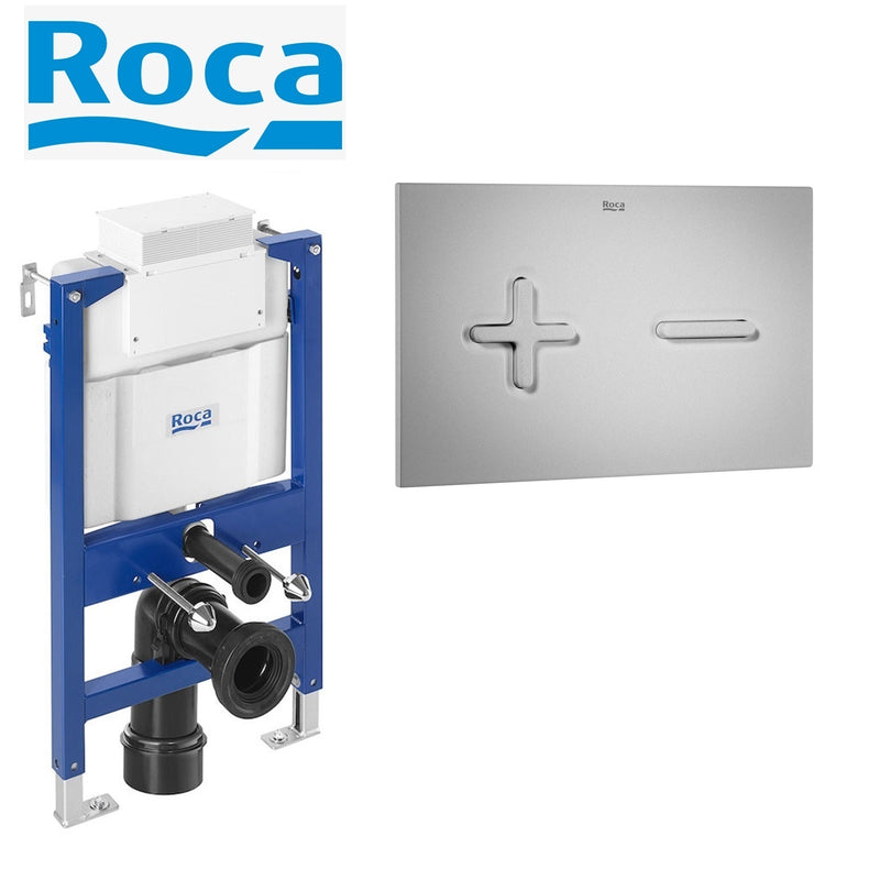 Roca Duplo Concealed Cistern WC Frame & PL6 Flush Plate For Rimless Toilet