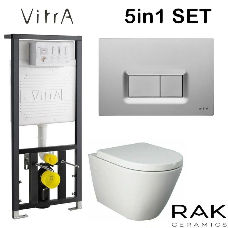 Rimless Wall Hung Toilet Pan Rak Resort Vitra Wc Frame 1.27 High Flush Plate 742-5805-01