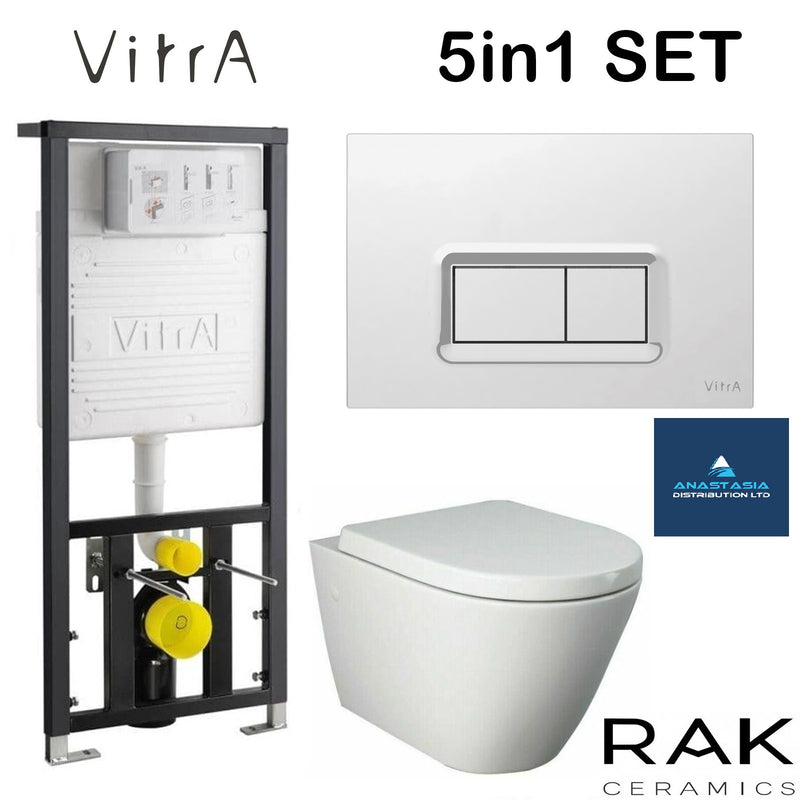 Rimless Wall Hung Toilet Pan Rak Resort Vitra Wc Frame 1.27 High Flush Plate 742-5805-01