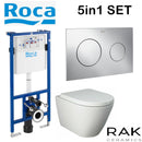 Rimless Toilet Rak ceramics Wall Hung Toilet Pan Seat & Roca 1.12 Wc Frame Flush Plate
