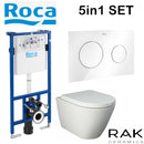 Rimless Toilet Rak ceramics Wall Hung Toilet Pan Seat & Roca 1.12 Wc Frame Flush Plate