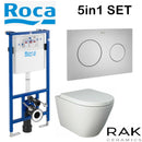 Rimless Toilet Rak ceramics Wall Hung Toilet Pan Seat & Roca 1.12 Wc Frame Flush Plate