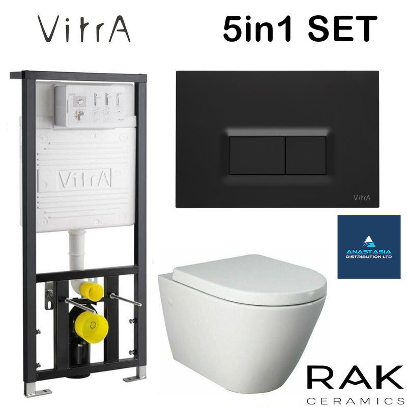 Rimless Wall Hung Toilet Pan Rak Resort Vitra Wc Frame 1.27 High Flush Plate 742-5805-01