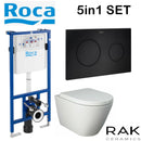 Rimless Toilet Rak ceramics Wall Hung Toilet Pan Seat & Roca 1.12 Wc Frame Flush Plate