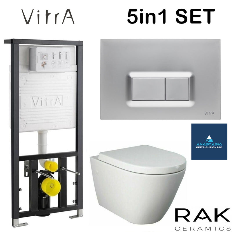 Rimless Wall Hung Toilet Pan Rak Resort Vitra Wc Frame 1.27 High Flush Plate 742-5805-01