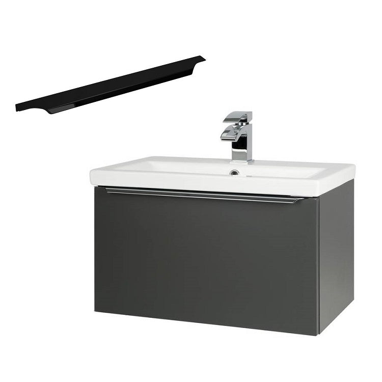 Kore Modern 500-1200mm Wall Mounted Vanity Drawer Unit Ceramic Basin – Matt Dark Grey